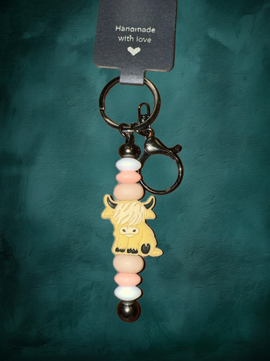 Highland cow key chain