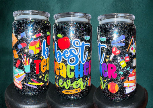 16oz glitter globe tumbler