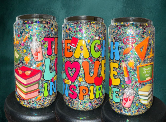 16oz Glitter globe tumbler (glass)